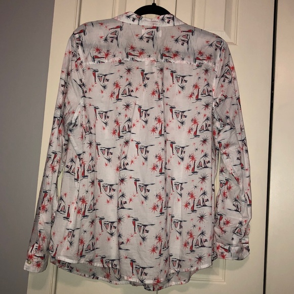 Old Navy Tops - Red, white and Blue Fireworks Button Down